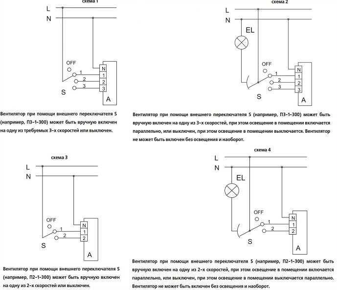 Выключатель на вентилятор схема
