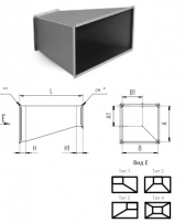 Переход из оцинкованной стали для воздуховодов