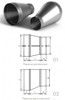 Переход из оцинкованной стали для воздуховодов