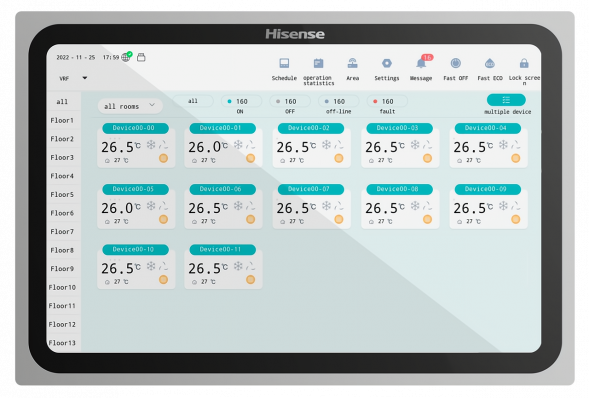 Центральный пульт управления с сенсорным цветным дисплеем серии HYJM-RA10D