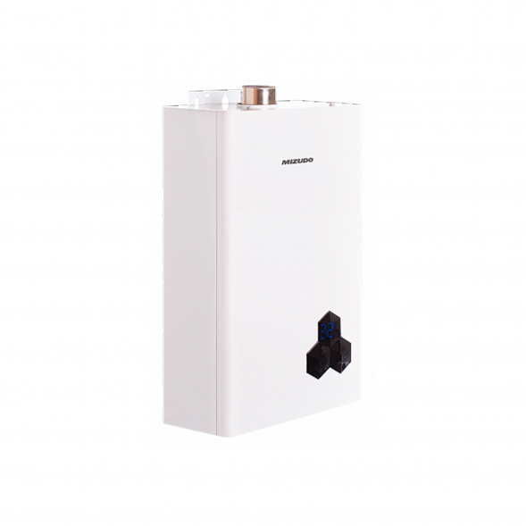 Водонагреватель газовый проточный MIZUDO PERL ULTRA ВПГ 4-14Т ТУРБО (28 кВт, 14 л/мин) труба в компл