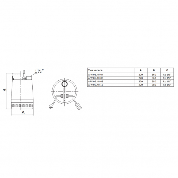 Насос дренажный Vandjord APV.M.06.32.03.A1